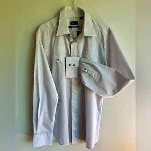 Mexx Mens XL New With Tags Long Sleeve Button Down Stripped grey shirt